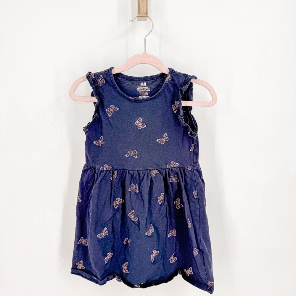 H&M Blue Kids Dress with Butterfly Pattern